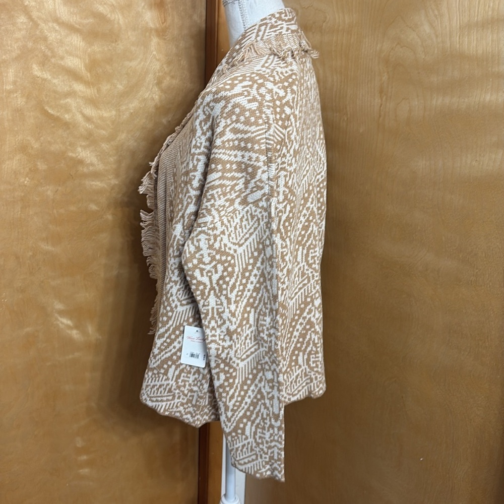 NWT Lucky Brand Shawl Collar Open Front Jacquard Knit Cardigan Size S - Picture 8 of 15